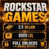 ⚡Enhanced - Rockstar Launcher⚡ 3.5 BILLION MONEY (30M CASH + 3.5B HANGAR ASSETS) 8000 LVL ✅Modded outfits ✅ALL UNLOCKS ✅MAX STATS