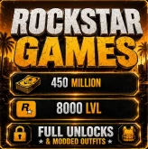 ⚡Enhanced - Rockstar Launcher⚡ 450 MILLION MONEY (30M CASH + 420M HANGAR ASSETS) 8000 LVL ✅Modded outfits ✅ALL UNLOCKS ✅MAX STATS