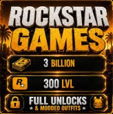 ⚡Enhanced - Rockstar Launcher⚡ 3 BILLION MONEY (30M CASH + 3.0B HANGAR ASSETS) 300 LVL ✅Modded outfits ✅ALL UNLOCKS ✅MAX STATS