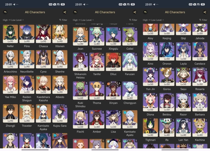2131 - All Platform - EU - AR59 - 71 Character 24 5'star - 9 Weapon 5'star - Nefer - Flins - Chasca - Neuvillette - Raiden C2 - Arlecchino