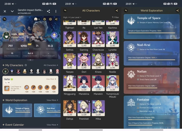 2131 - All Platform - EU - AR59 - 71 Character 24 5'star - 9 Weapon 5'star - Nefer - Flins - Chasca - Neuvillette - Raiden C2 - Arlecchino
