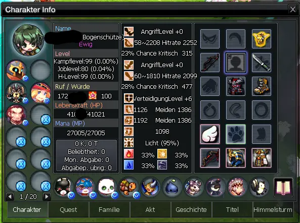 Undercity :Archer c99+99 with + skin zodiac+ eternal and tattos +7 .plus x14alt ac c10