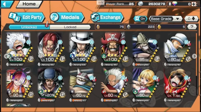 BR399-IOS+Android-All Meta 5 Ex(Lucci+Shank v4+Kuzan+Luffy Gear 5+Roger)+Good Medal+Support 135%+Rayleigh Max+New Uta+Kaku+Broggy+Dorry+Oden V2+