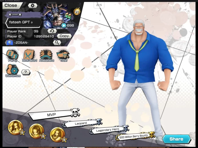 BR645-IOS+Android-6/5 Ex Max(Garp+Kuzan+Lucci+Snake+Roger+Kaido)+Good Medal+Support 159%+Egghead Zoro Max+Jabra Max+Bluneo Max+Ulti Max+Kid Max+