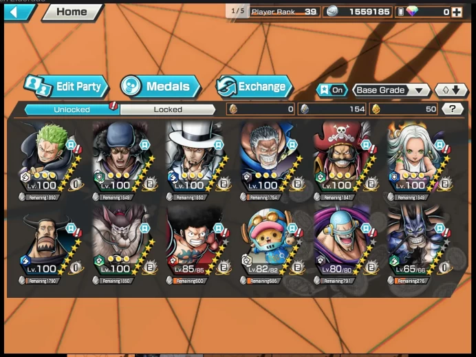 BR645-IOS+Android-6/5 Ex Max(Garp+Kuzan+Lucci+Snake+Roger+Kaido)+Good Medal+Support 159%+Egghead Zoro Max+Jabra Max+Bluneo Max+Ulti Max+Kid Max+