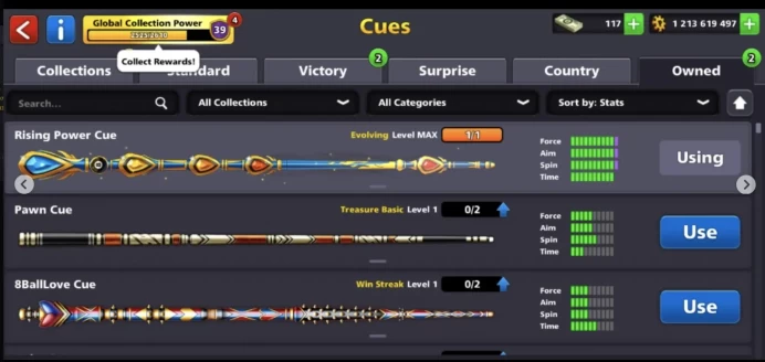 1.2B BILLION | RISING POWER CUE MAX | 39 CCP | 7 DIGIT UNIQUE | MINICLIP