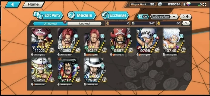 IOS Android Level35 EX9 - Rager Shenks Luffy Gir White Bord Saifer Eden - Code1596