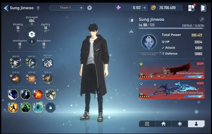 LV 89 ⸱ 263 SSR ⸱ 1.735 POWER TIER 44- ATK 51K ⸱ 37 HUNTER