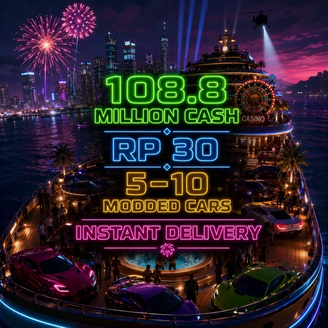 PS4 | 108.8 Million Cash | RP 30 | 5–10 Modded Cars | Full Access Account | Instant Access | Fast Delivery | GCLD1984