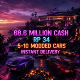 PS4 | 68.6 Million Cash | RP 34 | 5–10 Modded Cars | Full Access Account | Instant Access | Fast Delivery | GCLD1986