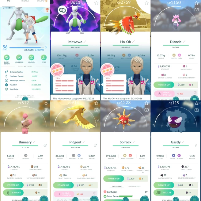 2412 Level 56 SHUNDO Mewtwo Ho-Oh Gold BG 100iv.