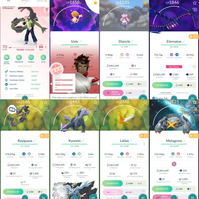 2413 Level 70 2016. Eternatus SHUNDO Uxie Shiny Mega Rayquaza Shiny Palkia - Dialga Origin 