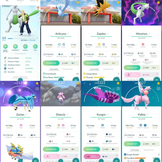 2420 Level 64 Enamorus100. Kyogre 100x2. Shundo Baxcalibur  Shiny Mewtwo