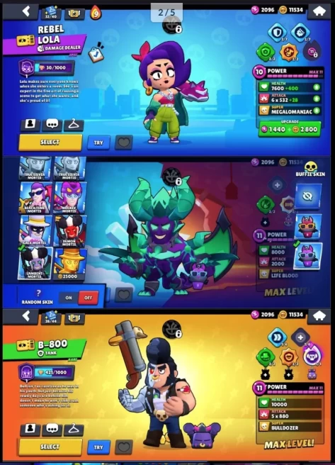 (CHEAPEST) 104700 TROPHIES RARE MERCHANT GALE REBEL LOLA BORN BAD BUZZ B-800 NAME & SUPERCELL ID CHANGEABLE 32 BUFFIES 45 HYPER A