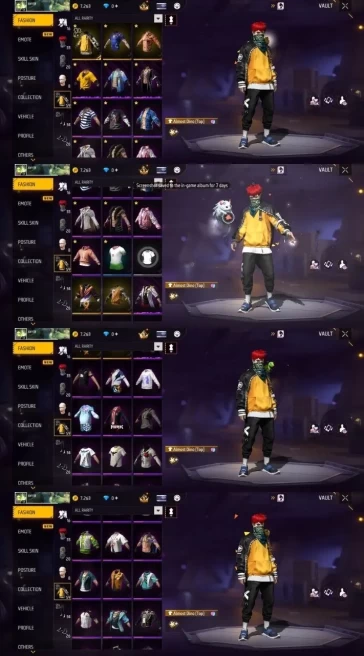 2187 - iOS Android - MENA - Level 54 - 59 Set - 1 Upgrade Gun - Car skin - Old set - Booyah pass - Horse skin