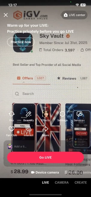 Spain | 1.000+ Real followers+ Real engagement( Likes+views) Creator rewards program | Live Mobile+Gaming+Live Rewards |Beta Monetized Country |