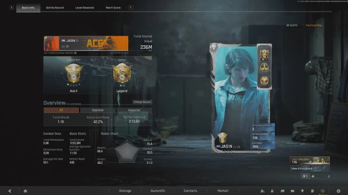 [236M Stored Value] [136 Reds] [Suit + Glove skin] [79 Gun Skins] 100% Secure Full Access Arena Breakout Infinite Account