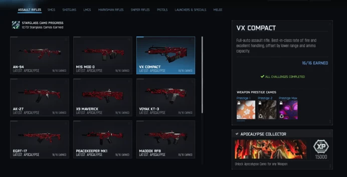 30 Apocalypse Camos | Level 55 | Handmade | Warzone/BO7 | Linkable to Steam, Xbox, Battle.net & PSN | Full Access