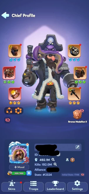 2 - FC 9 | Power 492M  | 37 Hero | VIP 10 | 18 Skin | 2 Helios | 837k Gems | INSTANT DELIVERY!