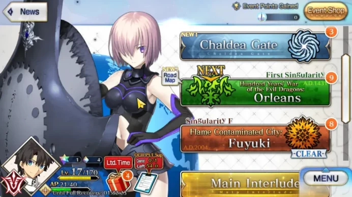 NA Lvl 17|Starter Orleans 5 SSR Servant (Ciel , Ereskigal Kama AV, Okita Saber |Log Code|SS(FGO799)