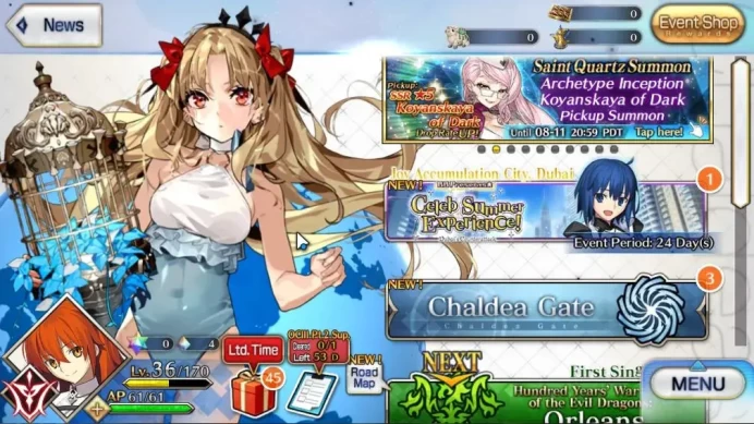 NA Lv 36 | 1 SSR Servant (Ereshkigal NP3) | 68 Golden Fruit |Unset Birthday| Log Code| Check SS| (FGO801)
