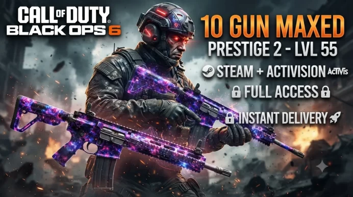 【STEAM】10 Guns Maxed | 55 Level - Prestige 2 | Linkable all Platform | Original Mail | Full Access - Instant Delivery