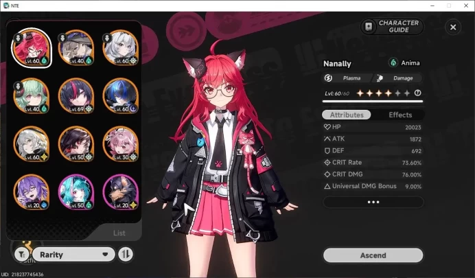 GLOBAL SEA|HL 46|TL 30|9 S-Clas 4 Limited [Shinku,Nanally]+Sign,Iroi,Hotori|1,4 Annulith|Female MC + 3 Outfit|Log Email|NTE1711