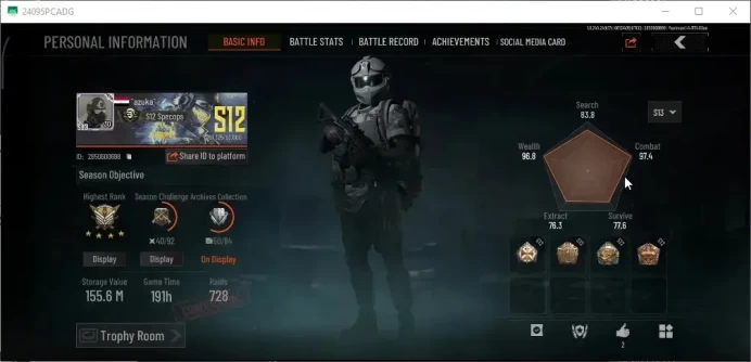 MOBILE|Lvl 30|SV 155.6M|CV 110M|3 Utopia|Squire VSS|RS AKM,VS M4A1,SS MDR,SS Groza Etc|11 Outfit|CN ON|Infinite|Takemail|AB3686