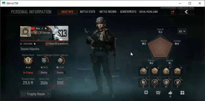 Mobile |LV 30|SV 211.5M| CV 151M|Exclusive Squire VSS,Ba T951,Ovr AEK|Quiackback MDR,AC LR-AR2,CA P90| More Check SS AB707B