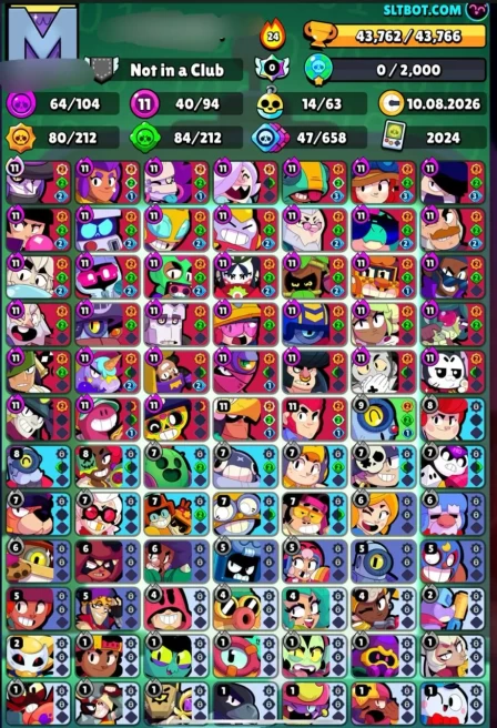 CHEAP | 44K TROPHY | 94 BRAWLER | 40 MAX | 64 HYPER | 280 SKINS | 24 Win Streak
