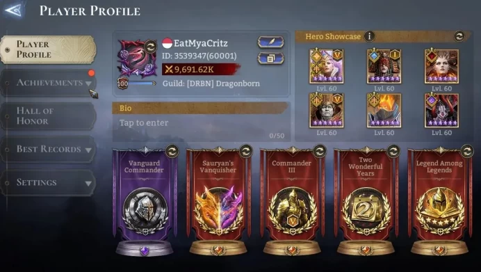 GlobaL 60x|Lv 100|9,6M PWR|23 Lord [IgridA5,PraetusA5,Oren,Ezareth,etc]|135 Legend(ElowynA6,WukongA5)+Skin|Many Skin|WOR1315