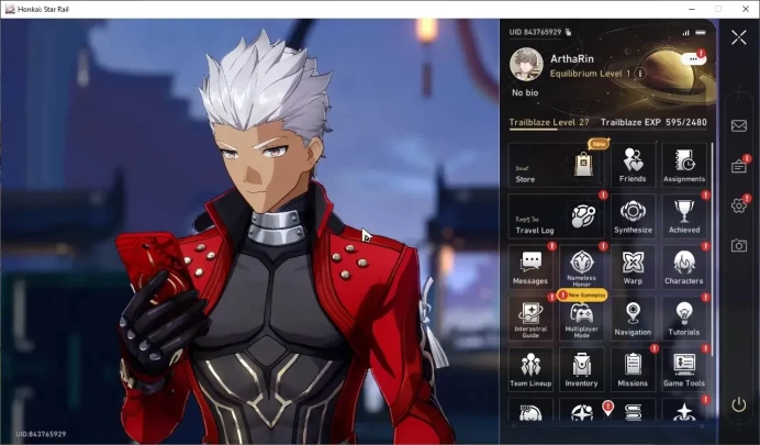 Asia|TL 27|3 Limited| Rin Tohsaka,Archer,Huohuo +1 Standard Character (Gepard) |Male MC|TakeMail|Check SS|HSR8353