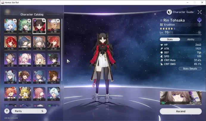Asia|TL 61|6 Limited| (Archer)+Sign Rin Tohsaka,Cerydra,Argenti,Yunli,huohuo +1 STD Char|Female MC|Take Mail|Check SS|HSR8356