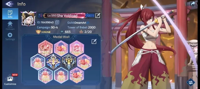 MLA723: All Platform - Vip 11 - SV 70077 - Power 32826M - 127 Awakened - 19 Skins Epic - 5k Gems - 16 UR