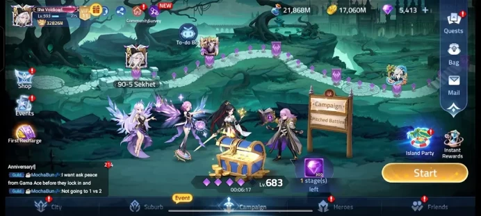 MLA723: All Platform - Vip 11 - SV 70077 - Power 32826M - 127 Awakened - 19 Skins Epic - 5k Gems - 16 UR