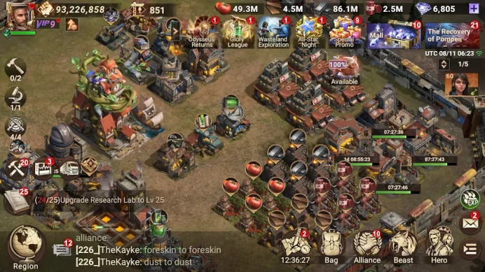 DDS51: All Platform - Account 93M - Vip 9 - 9 Heroes Max Level 60 - BC21 - Full T5 - 8k Gems