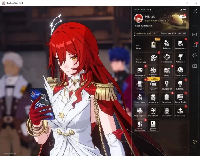 Asia|TL 25|Starter|3 Limited Char|1 Golden Company|Himeko:Nova,Archer & Acheron|Male MC|Jarillo-VI|Take Mail|CheckSS|HSR8360
