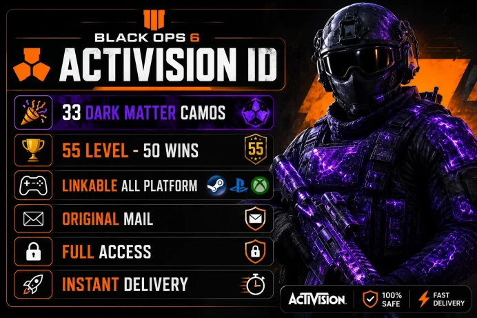 Handmade - 33 Dark Matter Camos - Level 55 - Linkable all Platform - Ranked Ready - Full Access