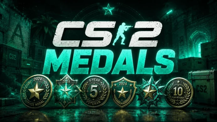 | CS2 | 4 MEDALS | Premier Season One Medal | 2024 Service Medal | 5 Year Veteran Coin | Global Offensive Badge | PREMIERE READY | H2Avy |