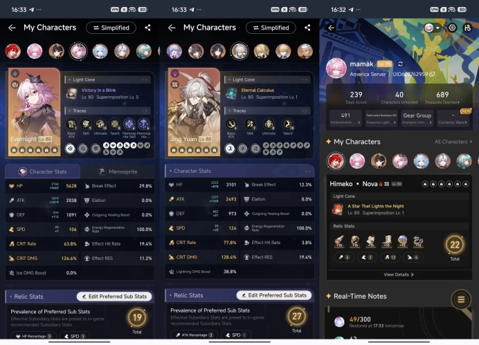 2231 - All Platform - NA - Level70 - 40 Character 19 5'star - 9 Light Cone 5'star - Anaxa - Evernight - Cyrene - Cerydra - Phainon - Jing Yuan