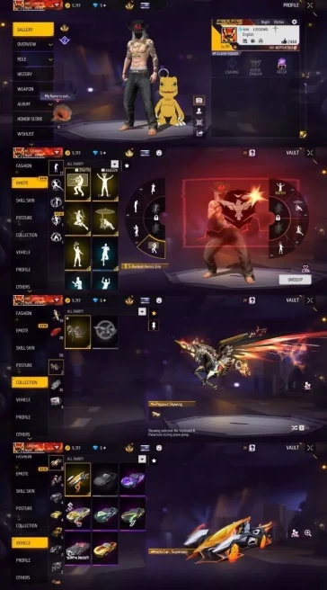 2217 - iOS Android - Server MENA - Level 59 - 151 Set - Car skin - Old set - Booyah pass 