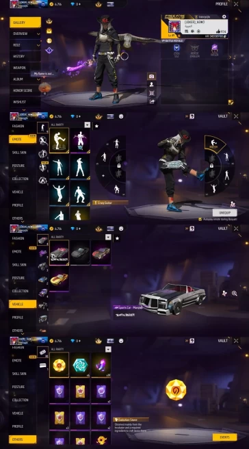 2222 - iOS Android - Server MENA - Level 49 - 109 Set - Car skin - Old set - Booyah pass