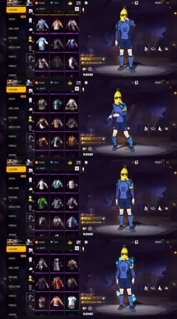 2224 - iOS Android - Server MENA - Level 51 - 68 Set - Car skin - Old set - Football uniform - Football dance
