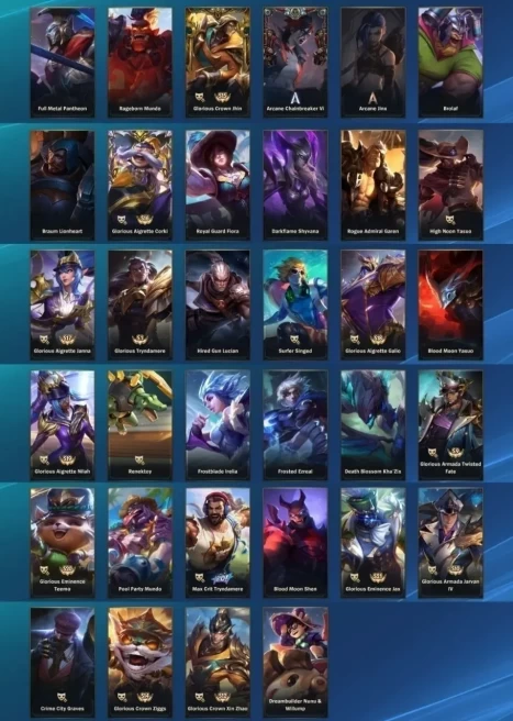 2225 - IOS Android - Server EU - Level 197 - 101 Champion - 80 Skin - 6 Mythic - 10 Legendary - 27 Epic Splendor Opus Sett - Battle Cat Gwen
