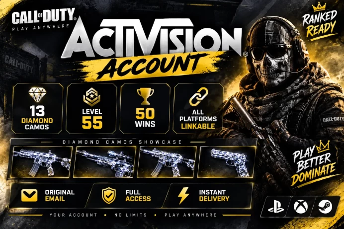 [Activision] 13x Diamond Camo | 55 Level - 50 Wins | Linkable all Platform | Full Access - Instant Delivery