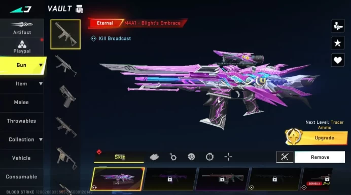 ASIA|ETERNAL M4A1-Blight's Embrace Lv3|ULTRA MELEE Katar|Collab OPM Parachute-Saitama|Changing Name-card|NetEase(BLS5713)