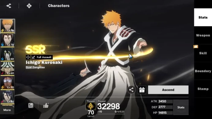 NuverseSEA|Lv56|8 SSR|8 Sign|(Ichigo DZ,Aizen,Ulquiorra,Urahara,TosenB1,Byakuya,IkkakuB1,Sajin)+Stamp|LogGoogle|Check SS|BSR1309