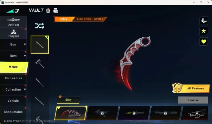 ASIA|Ultra Melee:Talon Knife-Scythe|Collab M4A1-Battle Of Faith [AOT Series 2]|2 Legendary Gun|Check SS BS2767B