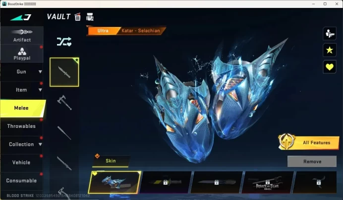 ASIA|Ultra Melee:Katar-Selachian|Collab M4A1-Battle Of Faith [AOT Series 2]|1 Legendary Gun|1 CN Card|Check SS BS2769B
