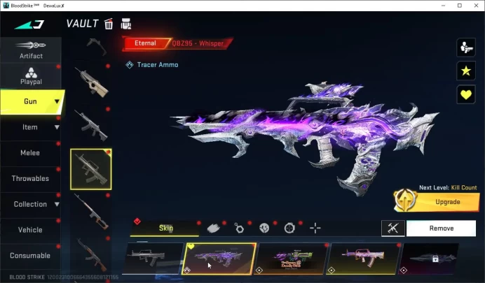 ASIA|2 ETERNAL:QBZ95,DesertEagle|Collab:[TR-MCX,FN2000][7DS-Kar98k,AK47,QBZ95][OPM-SKS]|UltraMelee:TalonKnife|Check SS BS2772B